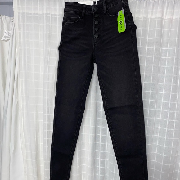 High waisted button black jeans - Picture 3 of 5